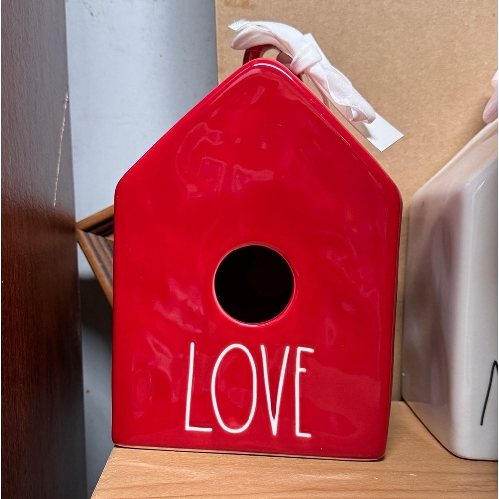 Rae Dunn “Love” Bird house - Red w/ White letters Ceramic